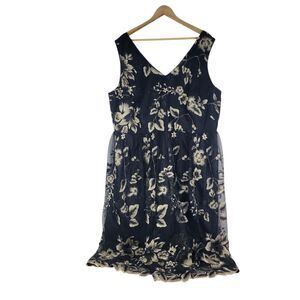 SLNY SL Fashions New York Dress size 20W Black Gold Floral Sleeveless Lined
